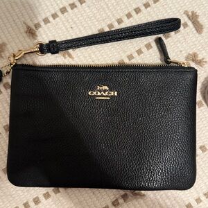 Coach Black Pebbled Leather Clutch Wristlet